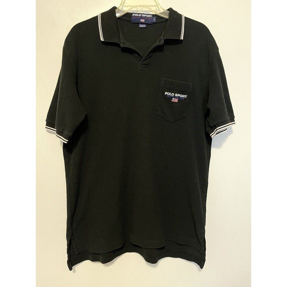 Ralph Lauren Shirt Mens Large Short Sleeve Polo Sport Waffle Weave Cotton - Picture 1 of 6